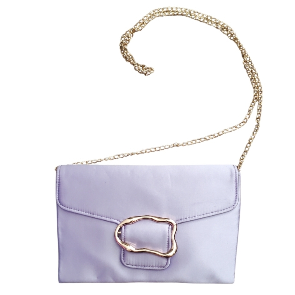 Jewel Badgley Mischka Lavender Clutch with Gold Chain